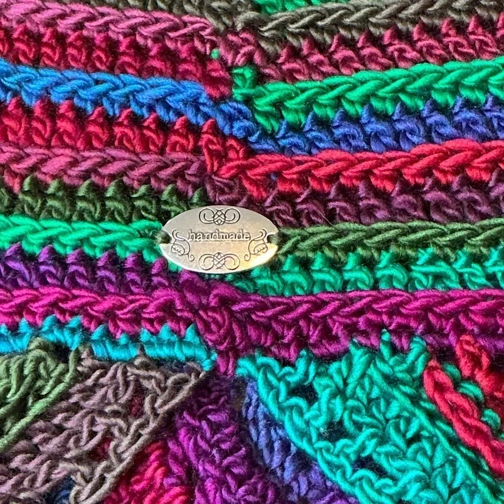 Handcrafted Crochet Cowl Neck Scarf With Fringe New Handmade by Seller Knit